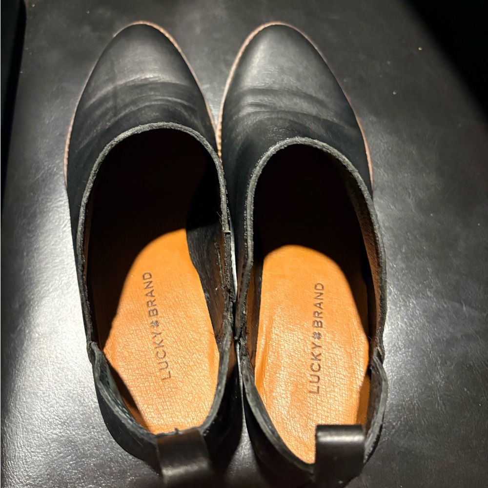 Lucky Brand Black Leather Slip-On Boots